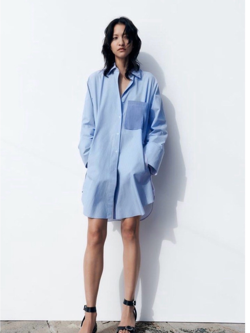 Zara Light Blue Striped Multiposition Dress